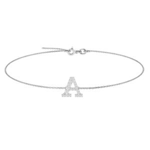A-Z Alphabet Bracelet with Diamonds in 18K Gold