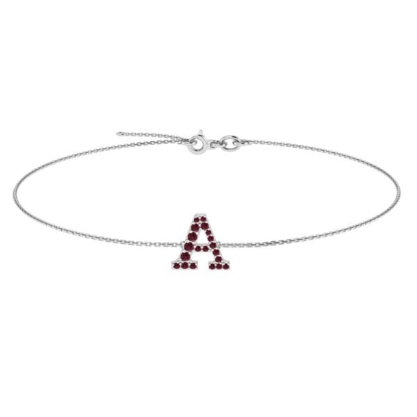 A-Z Alphabet Bracelet with Garnet in 18K Gold