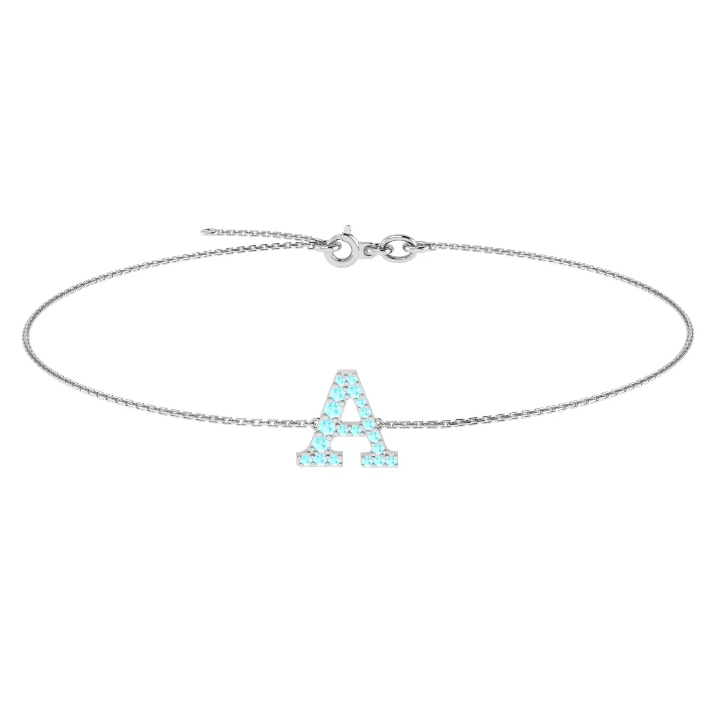 alphabet aquamarine bracelet in 18k gold