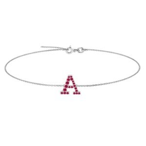 A-Z Alphabet Bracelet with Ruby in 18K Gold