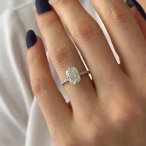 2.20 CTW Elongated Cushion Lab Diamond Compass Engagement Ring in 14K Gold (E/VVS2, IGI Certified)