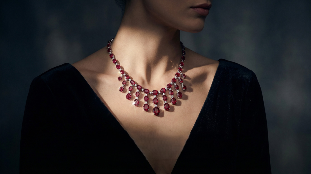 Holiday gemstone jewelry styling for festive parties