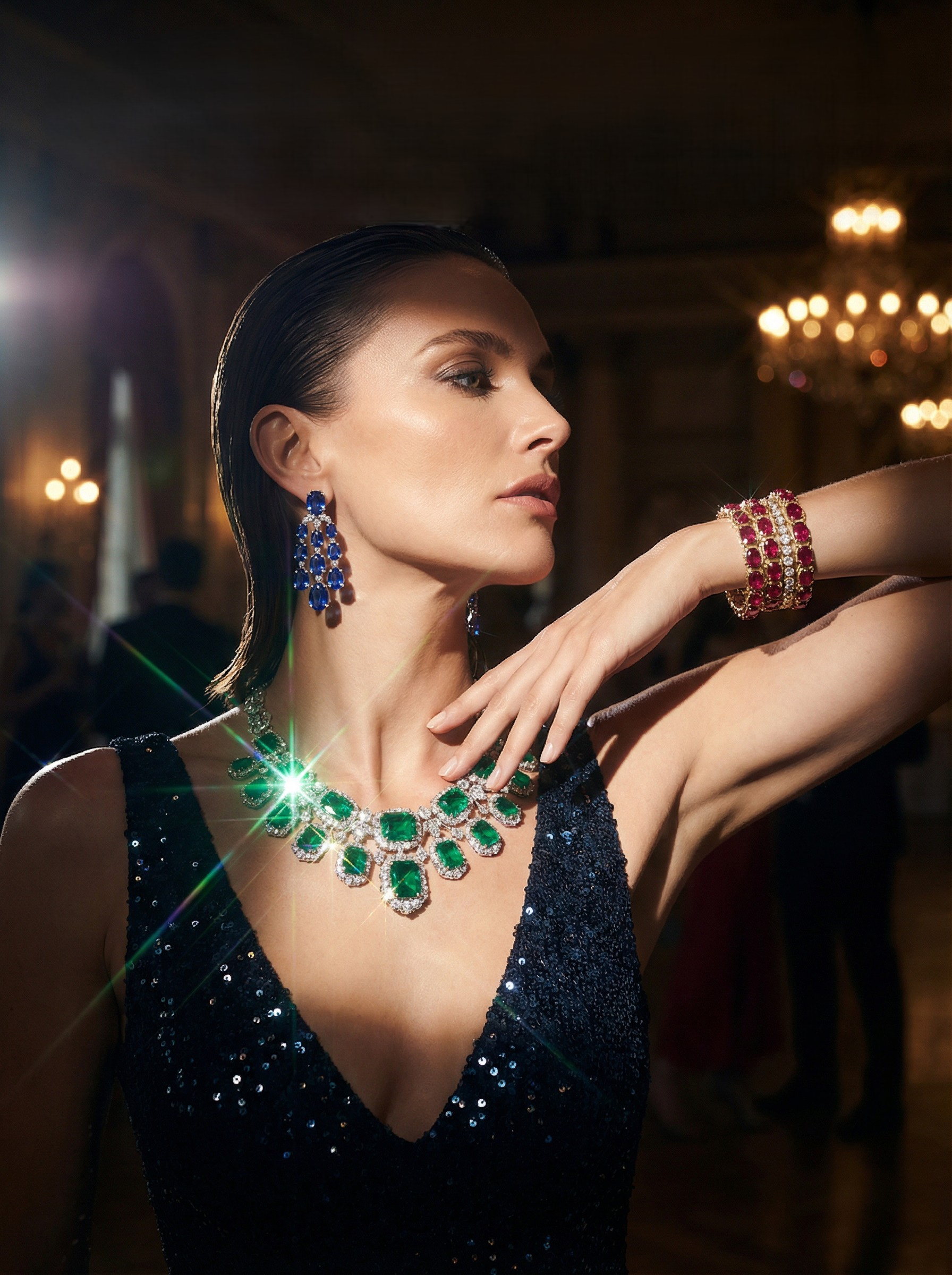 Holiday gemstone jewelry styling for festive parties
