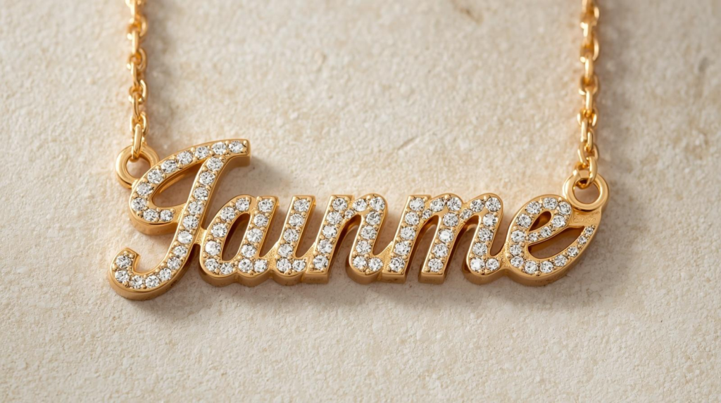 custom name necklace in Dubai made with gold