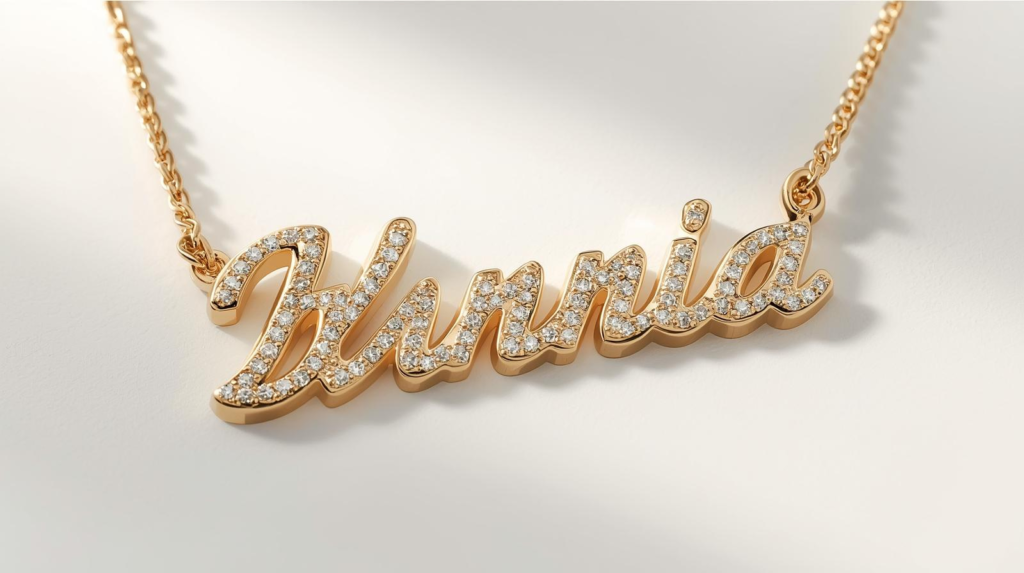 custom name necklace in Dubai made with gold