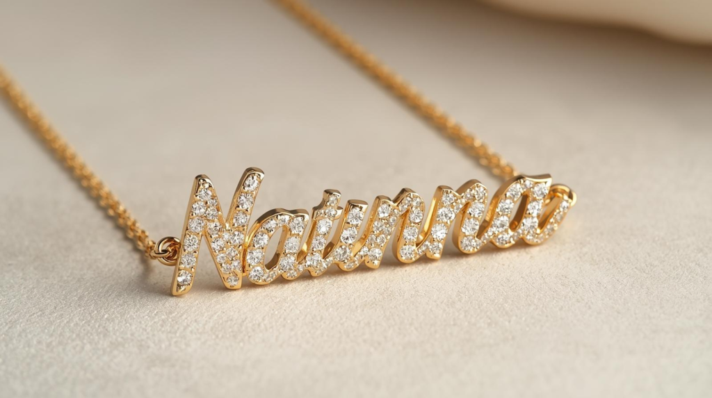 custom name necklace in Dubai made with gold
