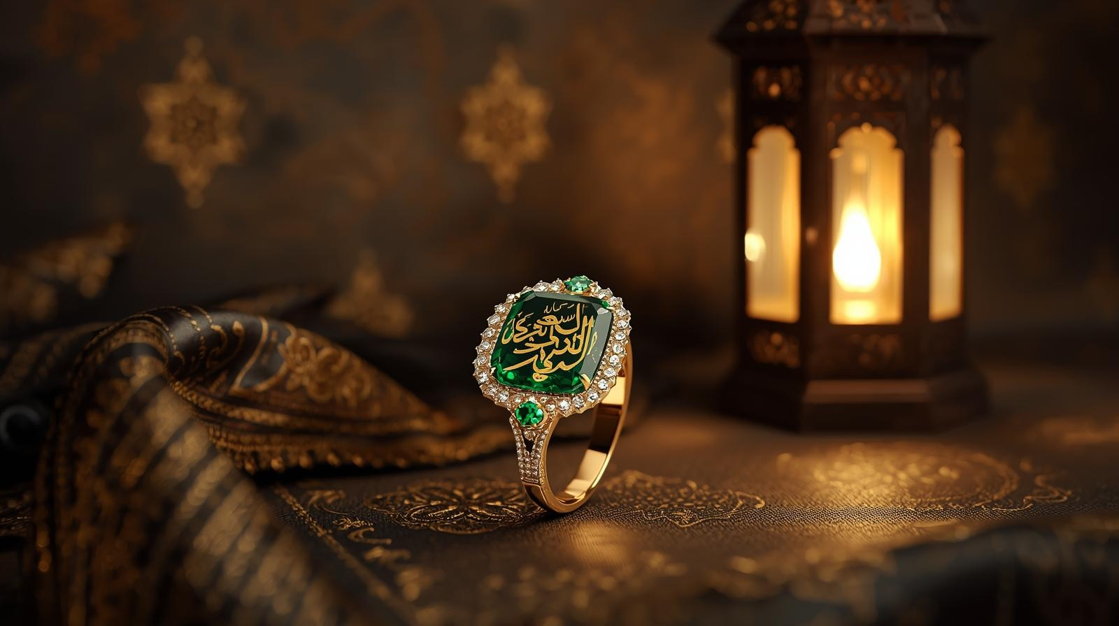 Engraved Ramadan jewelry UAE with Arabic calligraphy on gold ring – personalized Ramadan gift idea