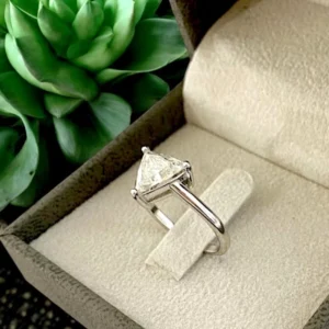 1.50 Ct Trilliant Cut Lab Diamond Ring Dubai – IGI E VVS2 CVD Engagement Ring in 14K White Gold