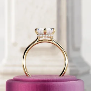 2.10 Ct Asscher Cut Hidden Halo IGI Certified Lab-Grown Diamond Engagement Ring in 14K Gold