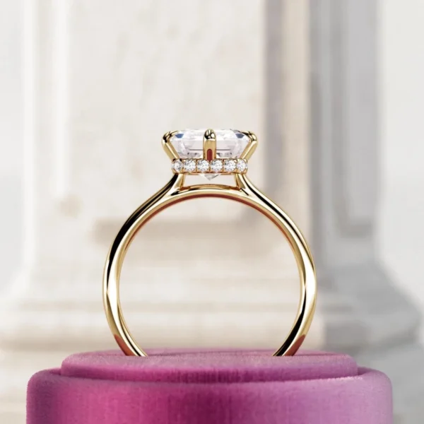 2.10 Ct Asscher Cut Hidden Halo IGI Certified Lab-Grown Diamond Engagement Ring in 14K Gold