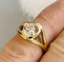 1ct round lab diamond mens ring 14k yellow gold Dubai