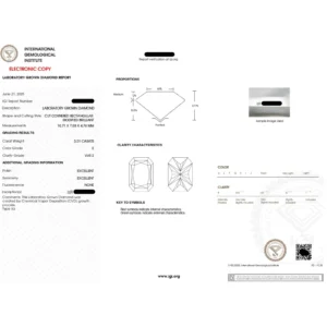 3.40 Ct Radiant Cut Lab Diamond Engagement Ring Dubai – IGI E VVS2 CVD Diamond in 14K White Gold