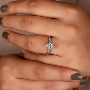 1.70 CT Pear Lab Grown Diamond Engagement Ring in 14K White Gold – IGI E VVS2 Certified | Dubai Luxury Jewelry