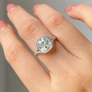 2.10 Ct cushion cut lab-grown diamond engagement ring in 14K white gold handcrafted in Dubai