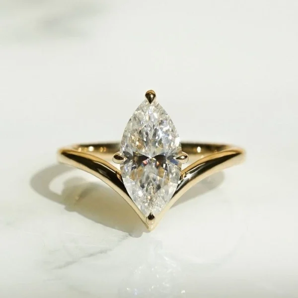 2.00CT Marquise D VVS2 Lab Grown Diamond Solitaire Wedding Ring 14K Yellow Gold