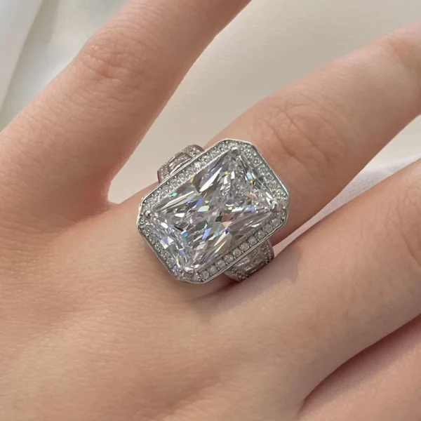 14k White Gold 6.60CT Radiant Lab Grown E VVS2 Diamond Solitaire Engagement Ring