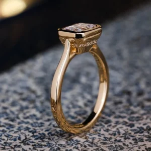 1.50Ct Emerald Cut Lab Grown Diamond Engagement Ring in 14K Yellow Gold – IGI Certified | Dubai Luxury Jewelry