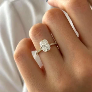 2.20 CTW Elongated Cushion Lab Diamond Compass Engagement Ring in 14K Gold (E/VVS2, IGI Certified)