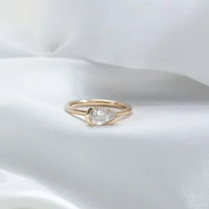 Pear Lab Grown Diamond Ring 14K Yellow Gold 1.50 Ct Dubai