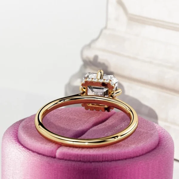 2.10 Ct Asscher Cut Hidden Halo IGI Certified Lab-Grown Diamond Engagement Ring in 14K Gold