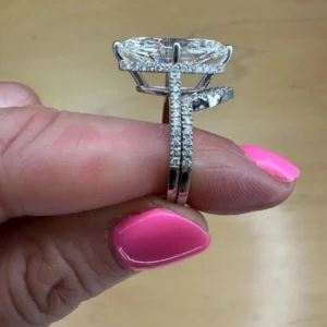 Marquise Lab Grown Diamond Bridal Set Ring in 14K White Gold – 5.45 CTW E VVS2 IGI Certified Dubai