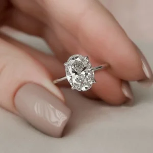3.00 CT Oval Cut IGI Certified Lab-Grown Diamond Solitaire Ring in 18K White Gold | D VS1