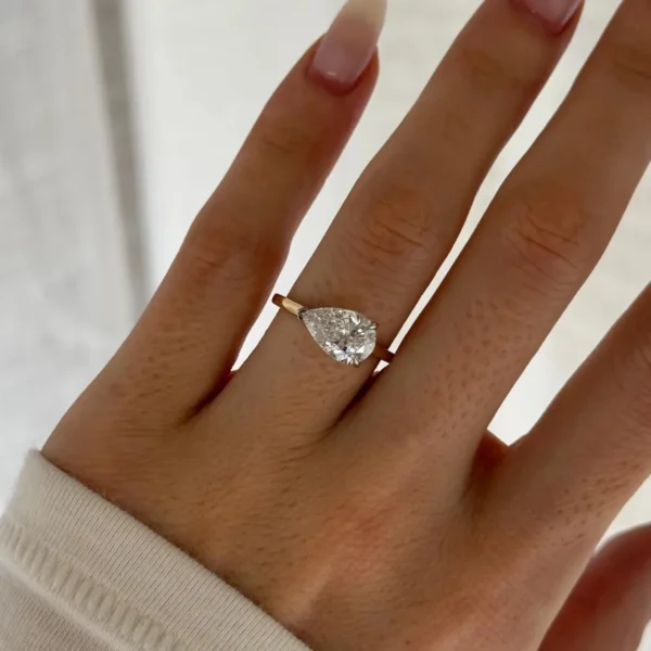 2.0 CT Pear East-West Cathedral Engagement Ring in 18k White Gold