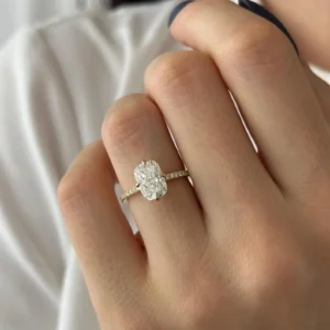2.20 CTW Elongated Cushion Lab Diamond Compass Engagement Ring in 14K Gold (E/VVS2, IGI Certified)