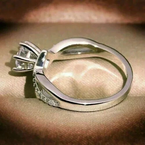 2.15 TCW Round Lab Grown Diamond Engagement Ring D VVS2 IGI Cert 14K White Gold - Image 3