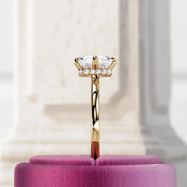 2.10 Ct Asscher Cut Hidden Halo IGI Certified Lab-Grown Diamond Engagement Ring in 14K Gold