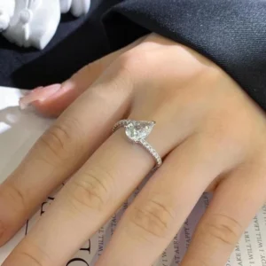 2.30 Ct Pear-Cut Lab-Grown Diamond Wedding Ring in 18K White Gold | IGI Certified E VVS2