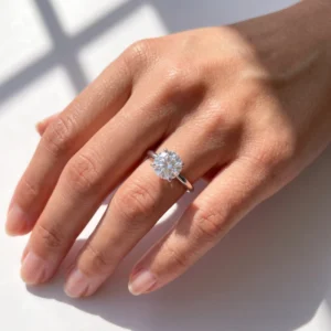 1 Ct Round CVD Diamond Engagement Ring in 14K White Gold – IGI Certified Solitaire | Handmade in Dubai