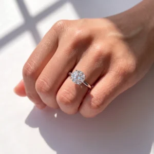 1 Ct Round CVD Diamond Engagement Ring in 14K White Gold – IGI Certified Solitaire | Handmade in Dubai