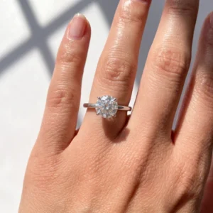 1 Ct Round CVD Diamond Engagement Ring in 14K White Gold – IGI Certified Solitaire | Handmade in Dubai