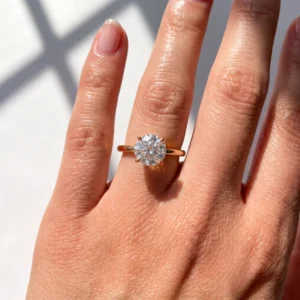 1 Ct Round CVD Diamond Engagement Ring in 14K White Gold – IGI Certified Solitaire | Handmade in Dubai