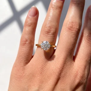 1 Ct Round CVD Diamond Engagement Ring in 14K White Gold – IGI Certified Solitaire | Handmade in Dubai