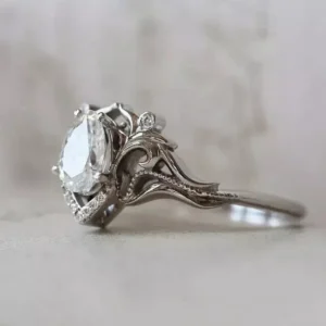 2.10 Ct Pear Cut Lab Grown Diamond Ring | E VVS2 | IGI Certified 14K White Gold Bridal Ring Dubai