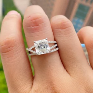 1.80 Ct Asscher Cut Lab Diamond Ring Dubai – IGI E VVS2 CVD Engagement Ring in 14K Gold (Pavé 1.80 CTW)