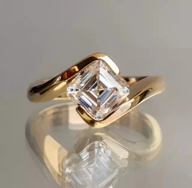 2.0 Ct Asscher Cut D VVS2 IGI Cert Lab Grown Diamond Engagement Ring 14K Gold
