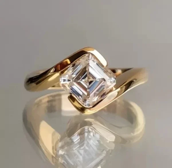 2 carat Asscher cut lab diamond ring Dubai 18K gold IGI