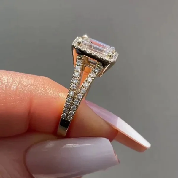 2.10 Ct Emerald Cut Lab Diamond Engagement Ring E/VVS2 – 18K Gold, Dubai Crafted