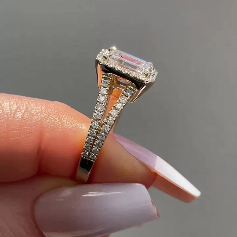 2.10 Ct Emerald Cut Lab Diamond Engagement Ring E/VVS2 – 18K Gold, Dubai Crafted - Image 4