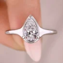 Pear cut lab grown diamond ring 14k gold bezel setting Dubai