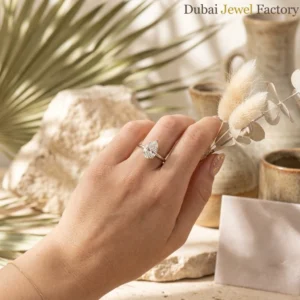 2.00 Ct Pear Cut East-West Lab-Grown Diamond Solitaire Ring | F VS1 | IGI Certified 14K Gold Engagement Ring Dubai