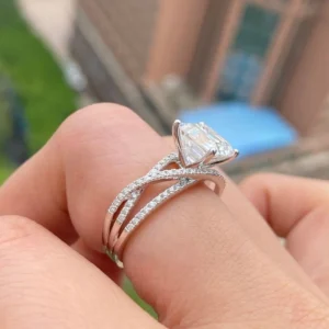 1.80 Ct Asscher Cut Lab Diamond Ring Dubai – IGI E VVS2 CVD Engagement Ring in 14K Gold (Pavé 1.80 CTW)