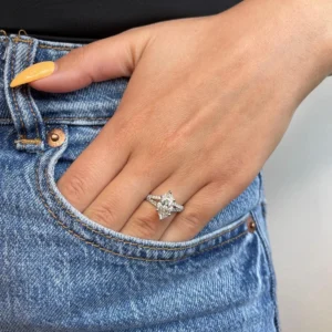 2.30 Ct IGI Certified Marquise Lab-Created Diamond Engagement Ring in 14K White Gold | E Color VVS2