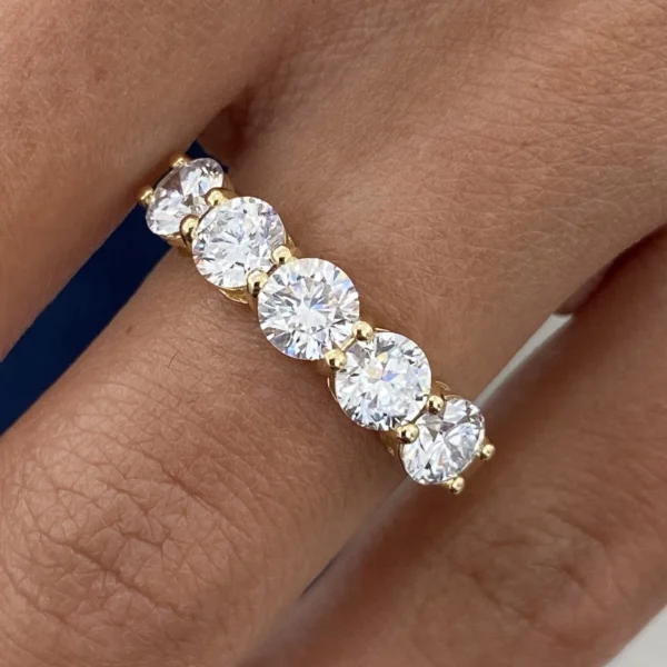 2.0ctw 5 Stone Lab Grown Diamond Wedding Ring 18K Yellow Gold EF VVS SGL Dubai