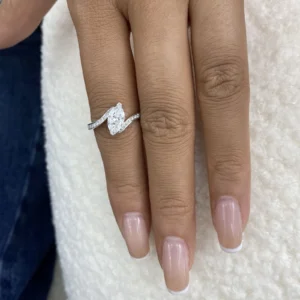 Marquise Lab Grown Diamond Bypass Engagement Ring 14K White Gold Dubai UAE – 1.15 CT IGI Certified