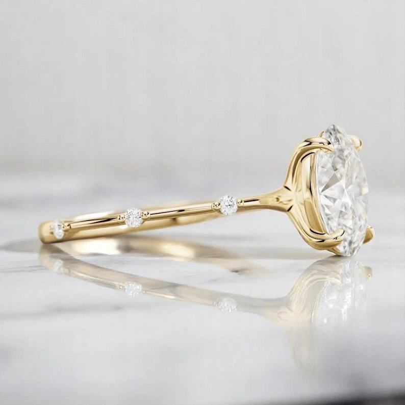 2.00 Carat Oval Lab Grown Diamond Ring 14K Yellow Gold IGI Certified E VVS2 - Image 6