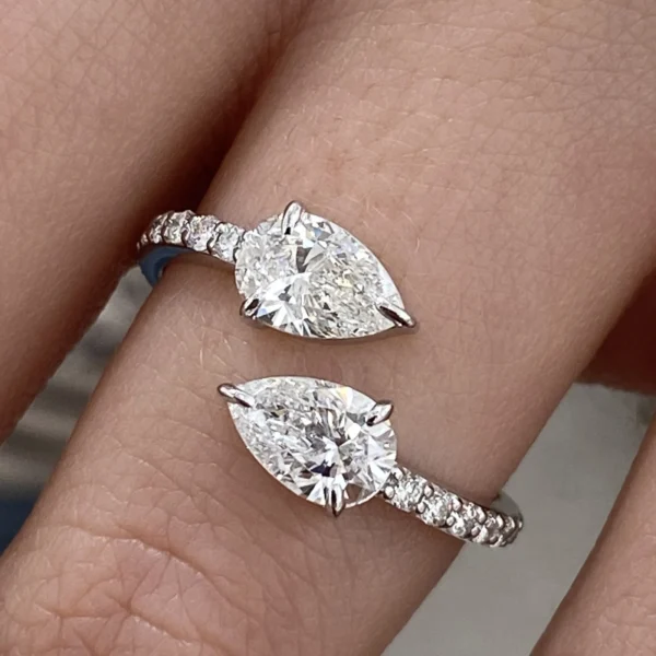 Lab Grown Diamond Engagement Wrap Ring 14K Gold Dubai – 1.36 CTW Pear Cut IGI Certified